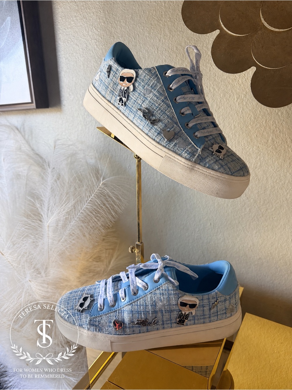 Karl Lagerfeld Light Blue Embellished Women's Sneakers